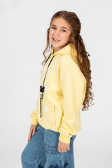 Girl's Front Print Hoodie Sweatshirt With Kangaroo Pocket