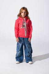 Girl's Slim Fit Melton Long Sleeves Hoodie Sweatshirt With Graphic Print On The Front