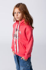 Girl's Slim Fit Melton Long Sleeves Hoodie Sweatshirt With Graphic Print On The Front