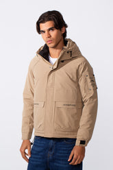 Men's Tomato Text Print Hooded Zip-Up Jacket