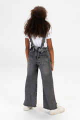 Girls Used Slouchy Jeans Jumpsuit With A Bow Tie At The Back And A Modern Cut