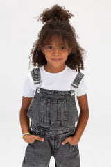 Girls Used Slouchy Jeans Jumpsuit With A Bow Tie At The Back And A Modern Cut
