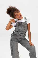 Girls Used Slouchy Jeans Jumpsuit With A Bow Tie At The Back And A Modern Cut