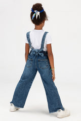 Girls Used Slouchy Jeans Jumpsuit With A Bow Tie At The Back And A Modern Cut