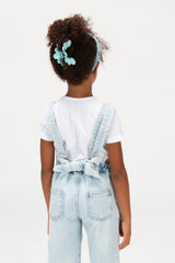 Girls Used Slouchy Jeans Jumpsuit With A Bow Tie At The Back And A Modern Cut