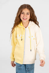 Girl's full zip half & half Hood sweatshirt