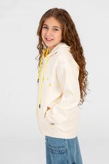 Girl's full zip half & half Hood sweatshirt
