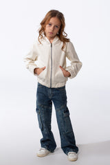 Girl's Slim Fit Zip Up Hood Sweatshirt With Side Pockets