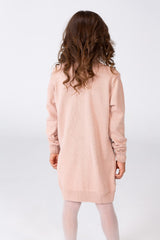 Girl's Long Pullover With High Neck And Long Sleeves Printed With Cotton Material