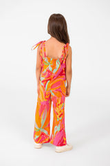 Girl's Summer Jumpsuit Printed Fabric In Distinctive Summer Colors