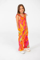 Girl's Summer Jumpsuit Printed Fabric In Distinctive Summer Colors
