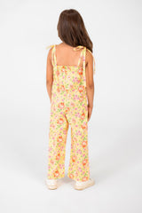 Girl's Summer Jumpsuit Printed Fabric In Distinctive Summer Colors