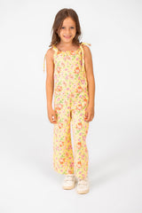 Girl's Summer Jumpsuit Printed Fabric In Distinctive Summer Colors