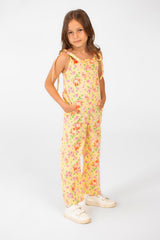 Girl's Summer Jumpsuit Printed Fabric In Distinctive Summer Colors