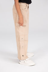 Girl's Used Details Wide Leg Style Gabardines Pants With Unique Cut