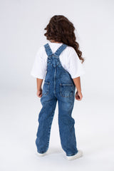 جمبسوت جينز بوي فريند بقصّة مريحة للبنات مع جيوب جانبية وخلفية وتصميم فريد