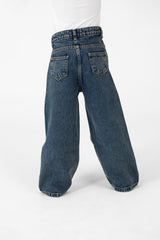 Girl's Wide Leg Jeans Pants With A Modern Side Zipper Pocket