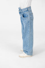 Girl's Wide Leg Jeans Pants With A Modern Side Zipper Pocket