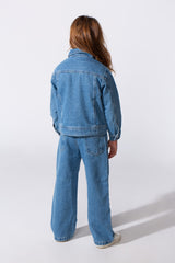 طقم دنيم أساسي عصري للبنات بقصة Slim Fit