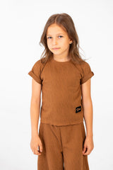 Girl's Basic Two Pieces Set Outfit Sleeved Made Of Practical Fabric