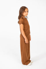 Girl's Basic Two Pieces Set Outfit Sleeved Made Of Practical Fabric