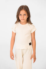 Girl's Basic Two Pieces Set Outfit Sleeved Made Of Practical Fabric