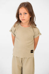 Girl's Basic Two Pieces Set Outfit Sleeved Made Of Practical Fabric