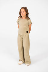 Girl's Basic Two Pieces Set Outfit Sleeved Made Of Practical Fabric
