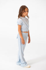 Girl's Summer Plain Linen Modern Outfit With Comfortable Practical Material