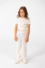 Girl's Summer Plain Linen Modern Outfit With Comfortable Practical Material