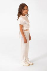 Girl's Summer Plain Linen Modern Outfit With Comfortable Practical Material
