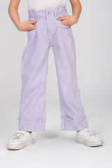 Girls High Waist Gabardine Pants With Front And Back Pockets And A Modern Cut