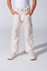 Girl's Boyfriend Gabardine Trousers Pants With Pockets And A Modern Design