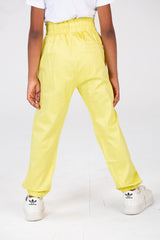Girls Gabardine Elastic Waistband Pants With Three Pocketsand Cheerful Summer Colors