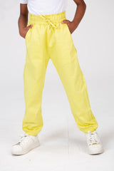 Girls Gabardine Elastic Waistband Pants With Three Pocketsand Cheerful Summer Colors