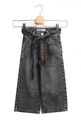 Girl's Wide Leg Jeans Pants With Unique Style