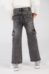 Girl's Used Details Wide Leg Style Jeans Pants That Features A Unique Cut