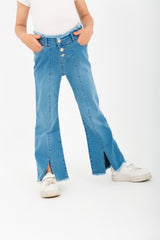 Girls Open Bottom Jeans With A New Cut pants