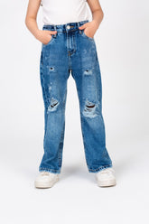 Girls Ripped Jeans Wide Leg Pants