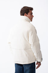 Men's Long Sleeve Side Pockets Textured Waterproof Fabric Thermal Puffer Jacket