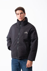 Men's Long Sleeve Side Pockets Textured Waterproof Fabric Thermal Puffer Jacket