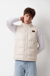 Men's Tomato Store Waterproof Padded Vest Sleeveless High Neck Chest Logo Patch