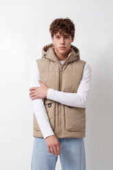 Men's Tomato Store Winter Padded Utility Vest Sleeveless Hooded Design Waterproof Slim Fit