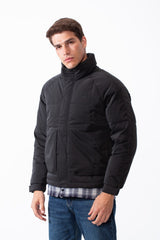 Men's Double Layers High Neck Full Front Zipper With Button Flap Large Pockets Waterproof Jacket