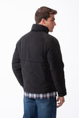 Men's Double Layers High Neck Full Front Zipper With Button Flap Large Pockets Waterproof Jacket