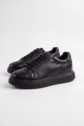 Men's Tomato Store Premium Leather Sneakers Tonal Lace-Up Design Padded Collar Shoes