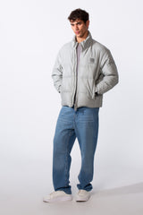 Men's Glossy Puffer Full Zip Lightweight Jacket