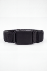 Men’s Tomato Store Angular Frame Auto Belt With Geometric Basket Weave Pattern Raised Inner Rib Grip Texture Smooth Plate Buckle