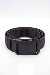 Men’s Tomato Store Angular Frame Auto Belt With Geometric Basket Weave Pattern Raised Inner Rib Grip Texture Smooth Plate Buckle