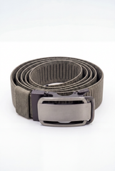 Men’s Tomato Store Brushed Plate Stretch Belt With Woven Elastic Strap Low Profile Lock Buckl
